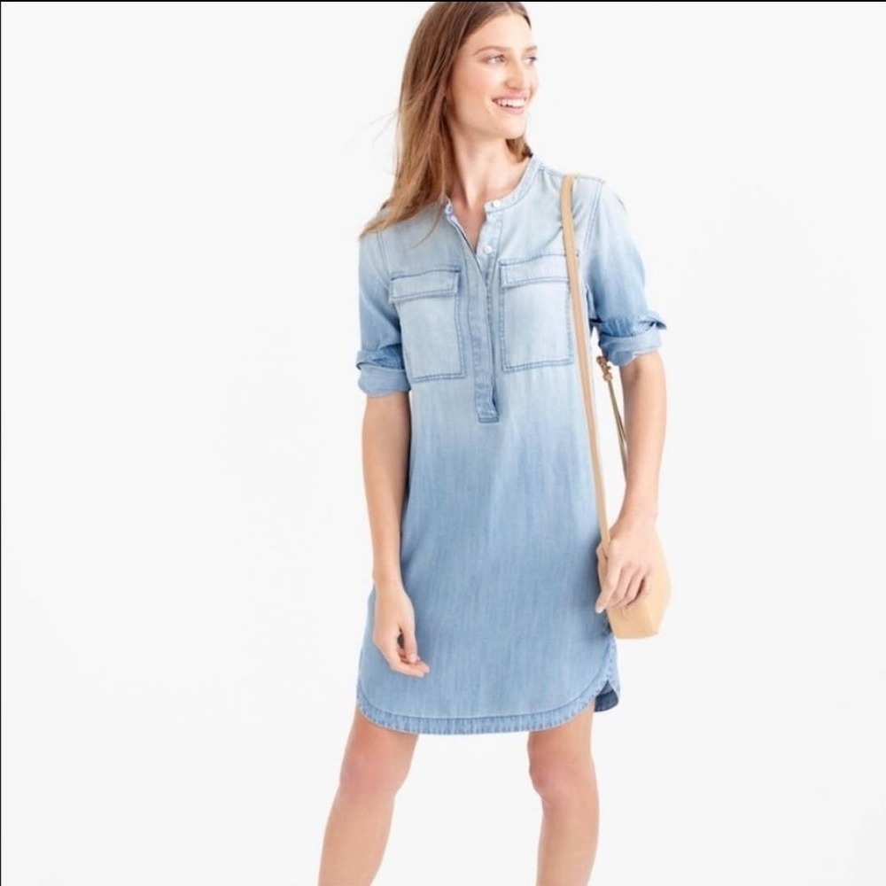 J. Crew Drapey Chambray Shirt Dress Indigo Denim Size XS - Picture 9 of 13